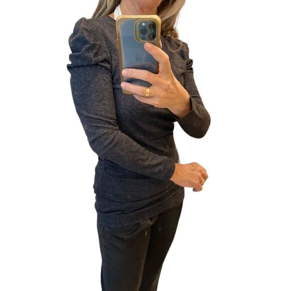 Inc International Concepts Black V Neck Puff Long Sleeves Metallic Sweater.Sz M - Picture 4 of 15